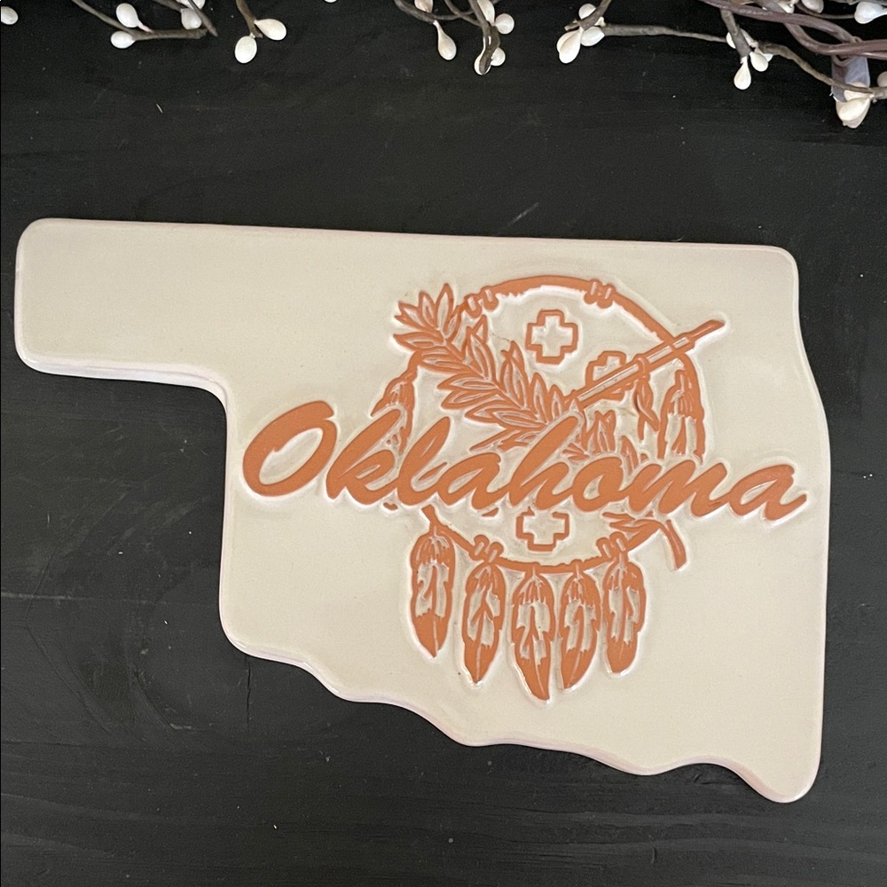 Frankoma Cream and Clay Oklahoma Plaque